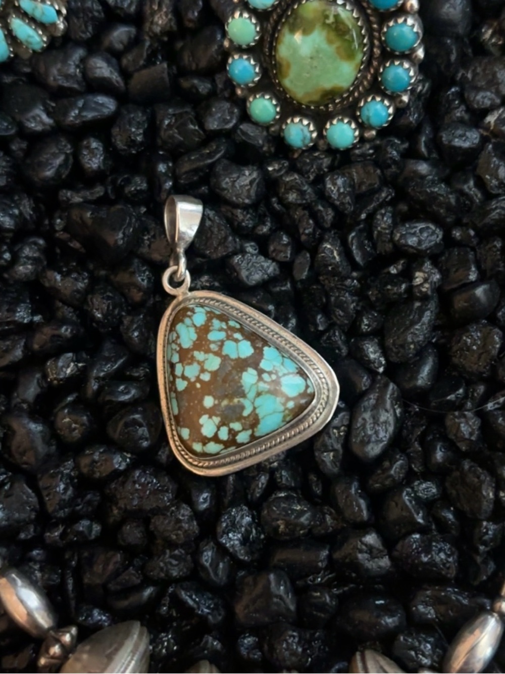 Native made mine 8 turquoise pendant